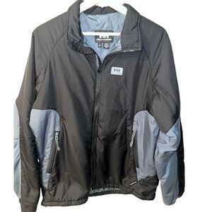 Helly Hansen Jacket Mens Medium Gray/Black Zip Up Primaloft Girl Hiking Outdoors